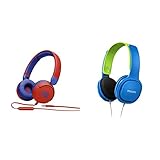 JBL Jr310 On-Ear Kinder-Kopfhörer in Rot-Blau & Philips Kinderkopfhörer SHK2000BL/00 Kinderkopfhörer On Ear (Lautstärkebegrenzung 85 db, Ergonomischer Bügel, 32-mm-Neodym-Lautsprechertreiber) Blau