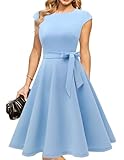 DRESSTELLS Damen Elegant Brautmutterkleider Hochzeitskleider Audrey Hepburn Kleid Damen Elegant Hochzeit Cocktailkleid Blue L