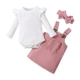 Zukmuk Babykleidung Neugeborene Baby Body+Rock+Stirnband Baby Mädchen Set Kleidung Baby Kleidung Mädchen 0-6 Monate (Rosa A, 0-3 Monate)