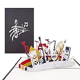 Pop Up Karte Orchester - Musikinstrumente – 3D Geburtstagskarte, Einladungskarte & Geschenkgutschein Musik & Instrument – Glückwunschkarte, Geschenkverpackung & Einladung zum Konzert
