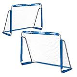 Relaxdays Fußballtor Garten, 2er Set, Kinder & Erwachsene, HBT 110 x 150 x 75 cm, Metall, stabile Tore für Fußball, blau