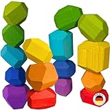 SCHMETTERLINE® Stapelsteine aus Holz - Balanciersteine nach Montessori zum Stapeln für Kinder ab 3 Jahre (16 Steine)