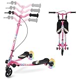AOODIL Roller Kinder Scooter, Dreiradscooter mit LED Räder, 4 Höhenverstellbare, Faltbar Lenker, 50kg Belastbar, für Kleinkinder Jungen Mädchen, ab 3 Jahre