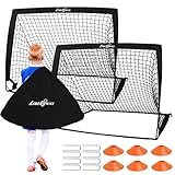 Fussballtore für Garten Kinder, Faltbare Fußballtore 2er Set mit 6 Hütchen & Tasche verstauen, LIBERRWAY 120 * 90 * 90cm kleine Fussball-Tor Leichter aufbau, Fußball trainingsset für Wiese/Strand