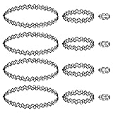 luoshaPUCY Choker Halskette Sets (3 Sets, 12 Stücke) Kropfband, Armband, Ringe Stretch Tattoo Halskette Elastische Hohlgewebe Schmuckset Halsband für Mädchen Frauen Kinder