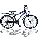 Talson 24 Zoll Mountainbike Fahrrad MIT GABELFEDERUNG & Beleuchtung 21-Gang Faster BBO