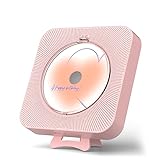 Yintiny Niedlicher rosa CD-Player mit Bluetooth 5.0, wiederaufladbarer Musik-Player für Heimdekoration, tragbarer Musik-Player, Fernbedienung, unterstützt AUX-In-Kabel und USB