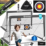 KESSER® Fußballtor Kinder Pop-Up 2er Set | Fußball-Tore Faltbar mit Glasfaserstangen & hochwertigen Tornetzen für Indoor, Outdoor & Garten | Mit Transporttasche Hütchen Ballpumpe Zielscheibe Anthrazit