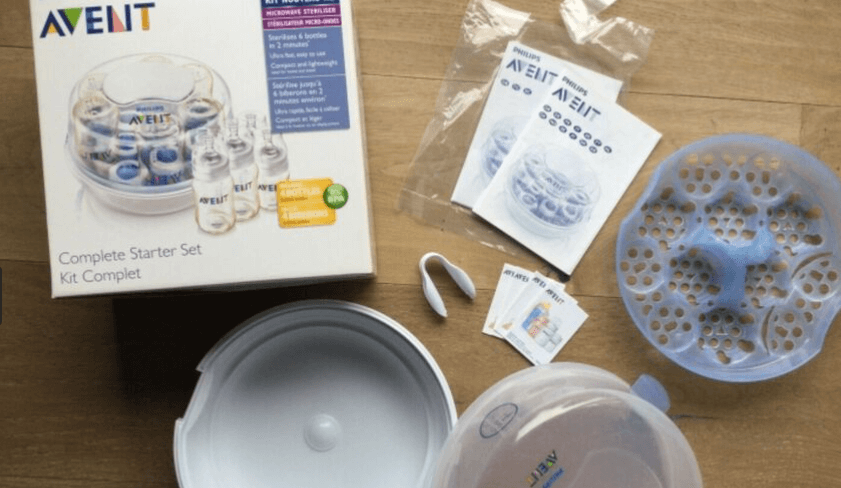 Weiß Munchkin LATCH Stillzeit Starter-Kit mit Mikrowellen-Sterilisator 