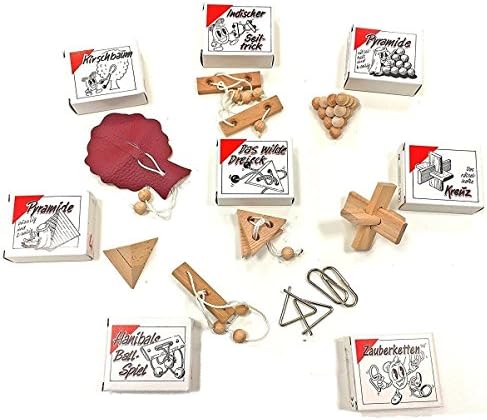 8 beliebte Denkspiele in einem Set: Hochwertige Holzpuzzles für Liebhaber von Rätseln!